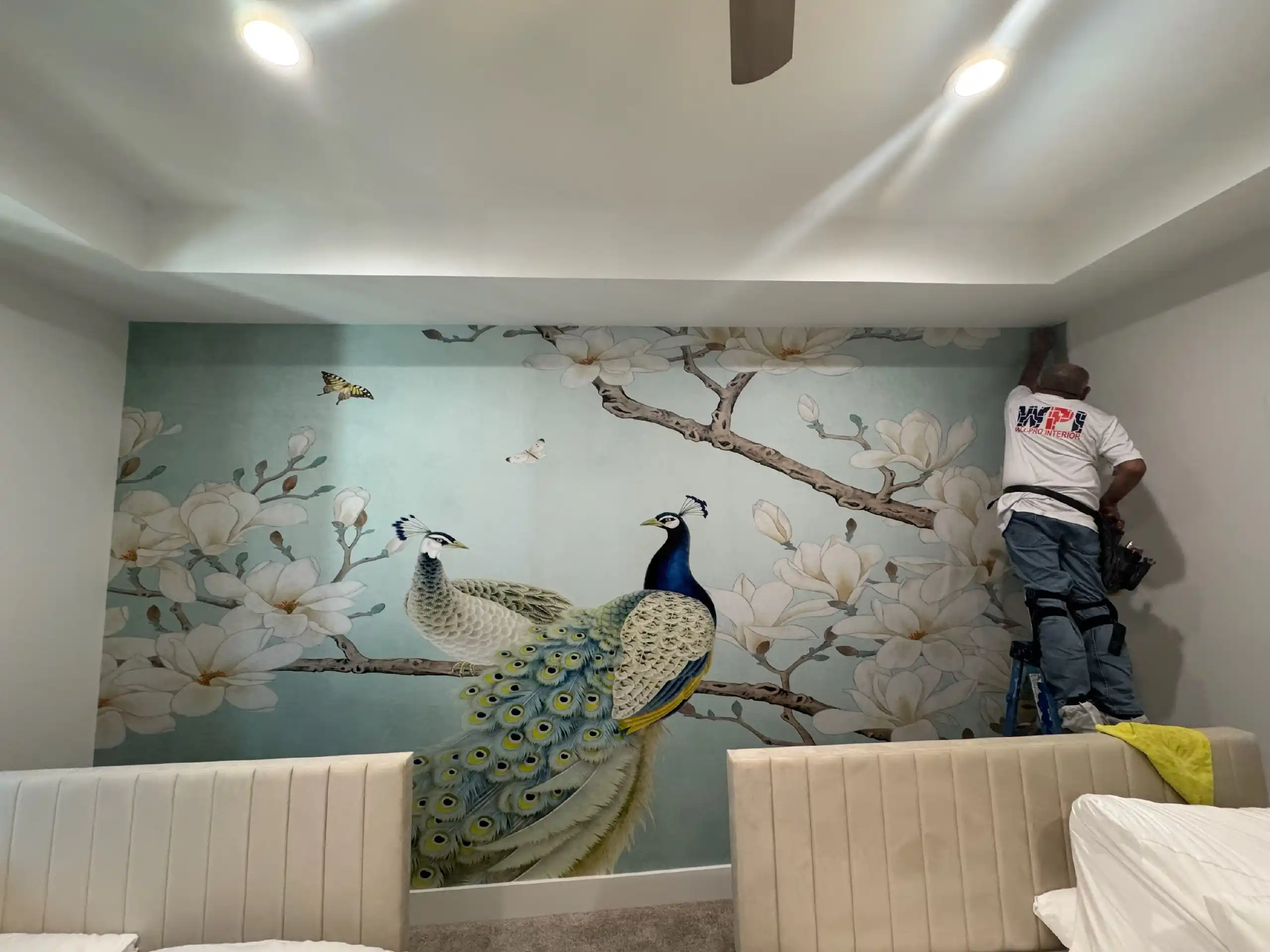 Accent wall wallpaper installation in Reno