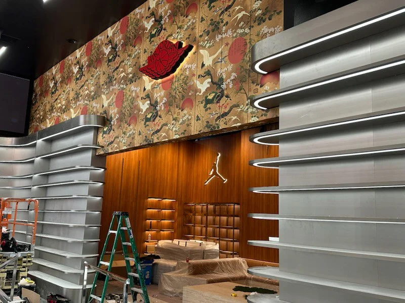 Commercial wallpaper installation in a Reno office