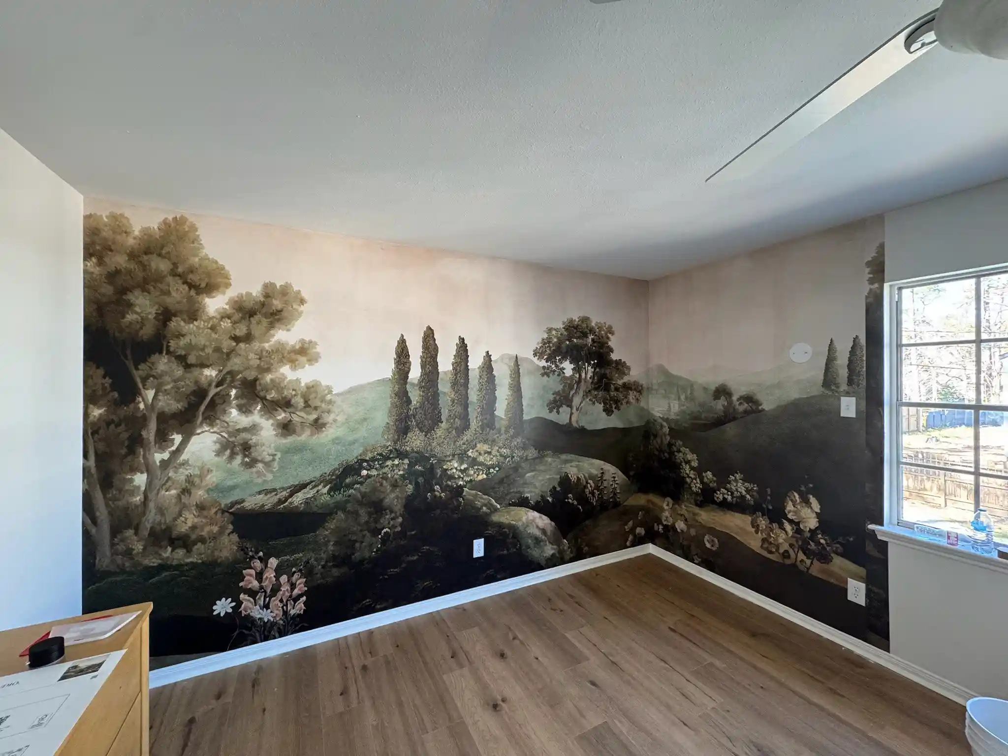 Wallpaper installation project in Reno home